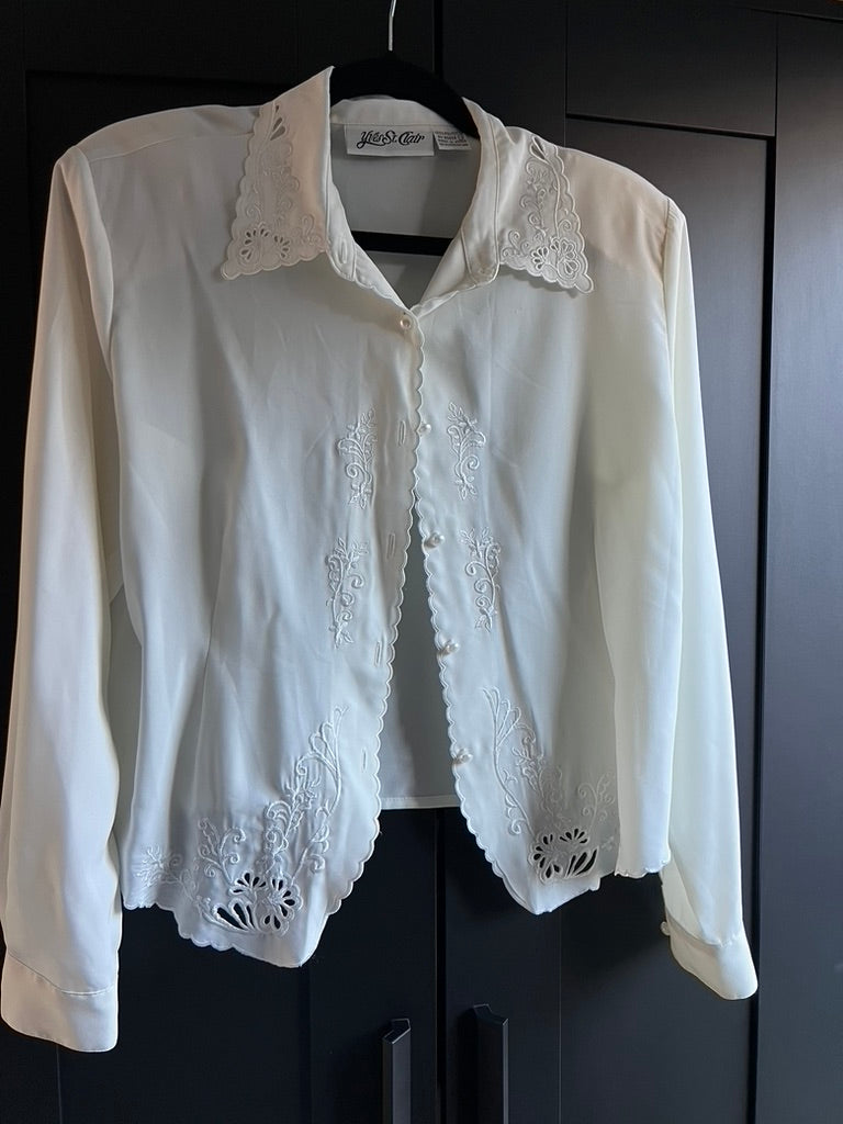 Vintage white embroidered blouse