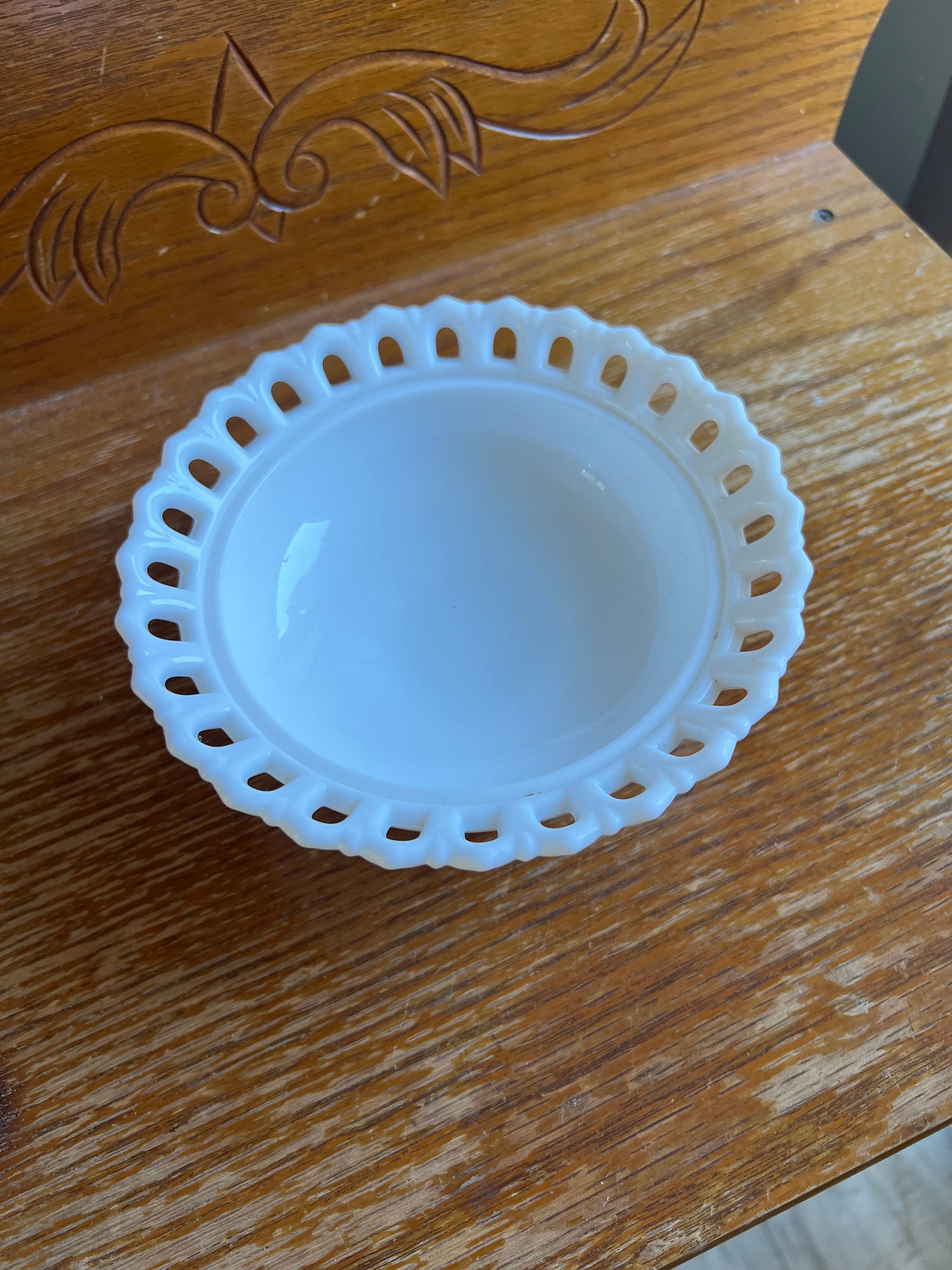 Vintage milk glass candy dish
