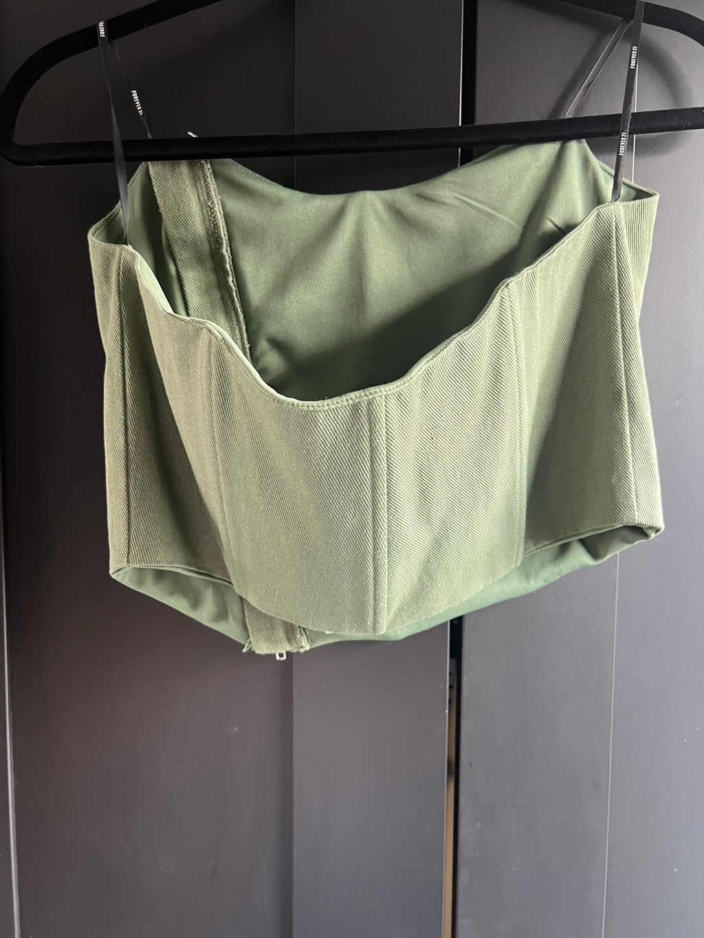Green corset zip top
