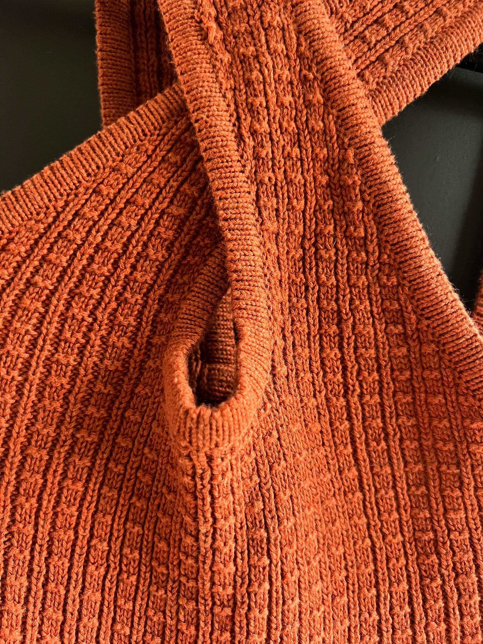 Orange knit criss-cross front bodysuit