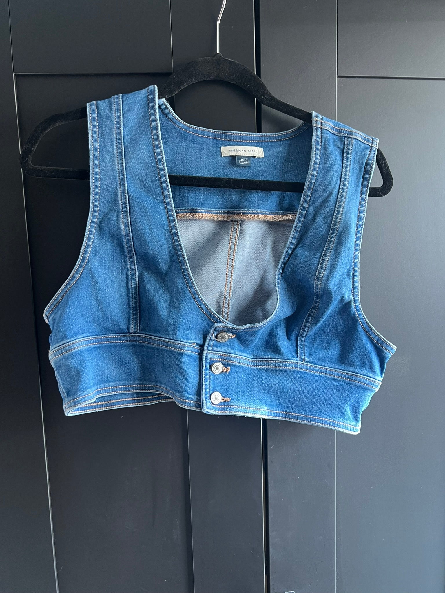 American Eagle denim crop vest