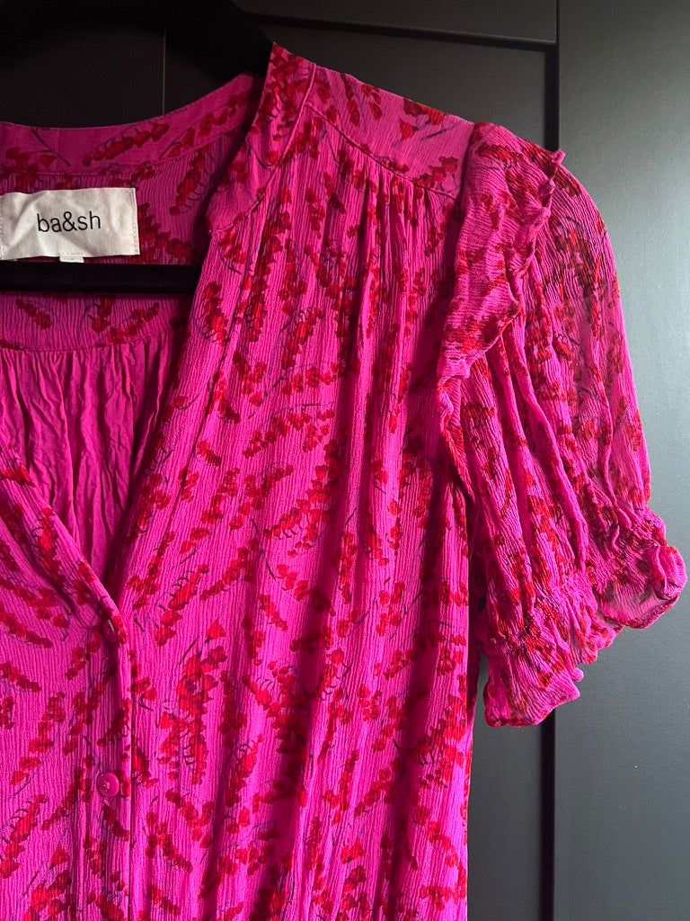 ba&sh pink floral mini dress