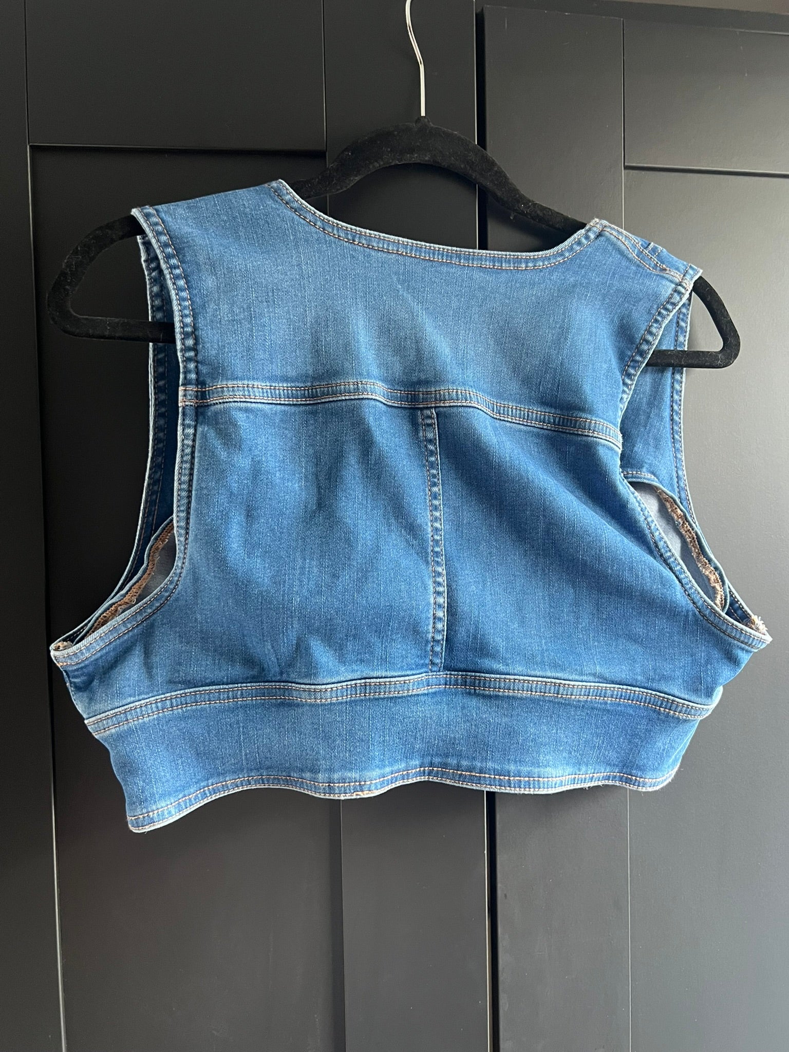 American Eagle denim crop vest
