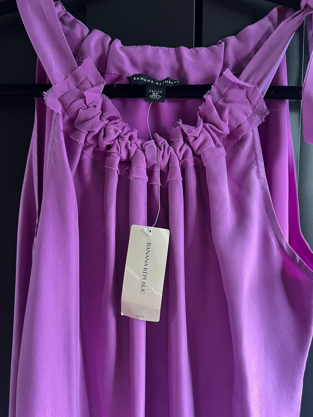 Purple silk ruffle dress