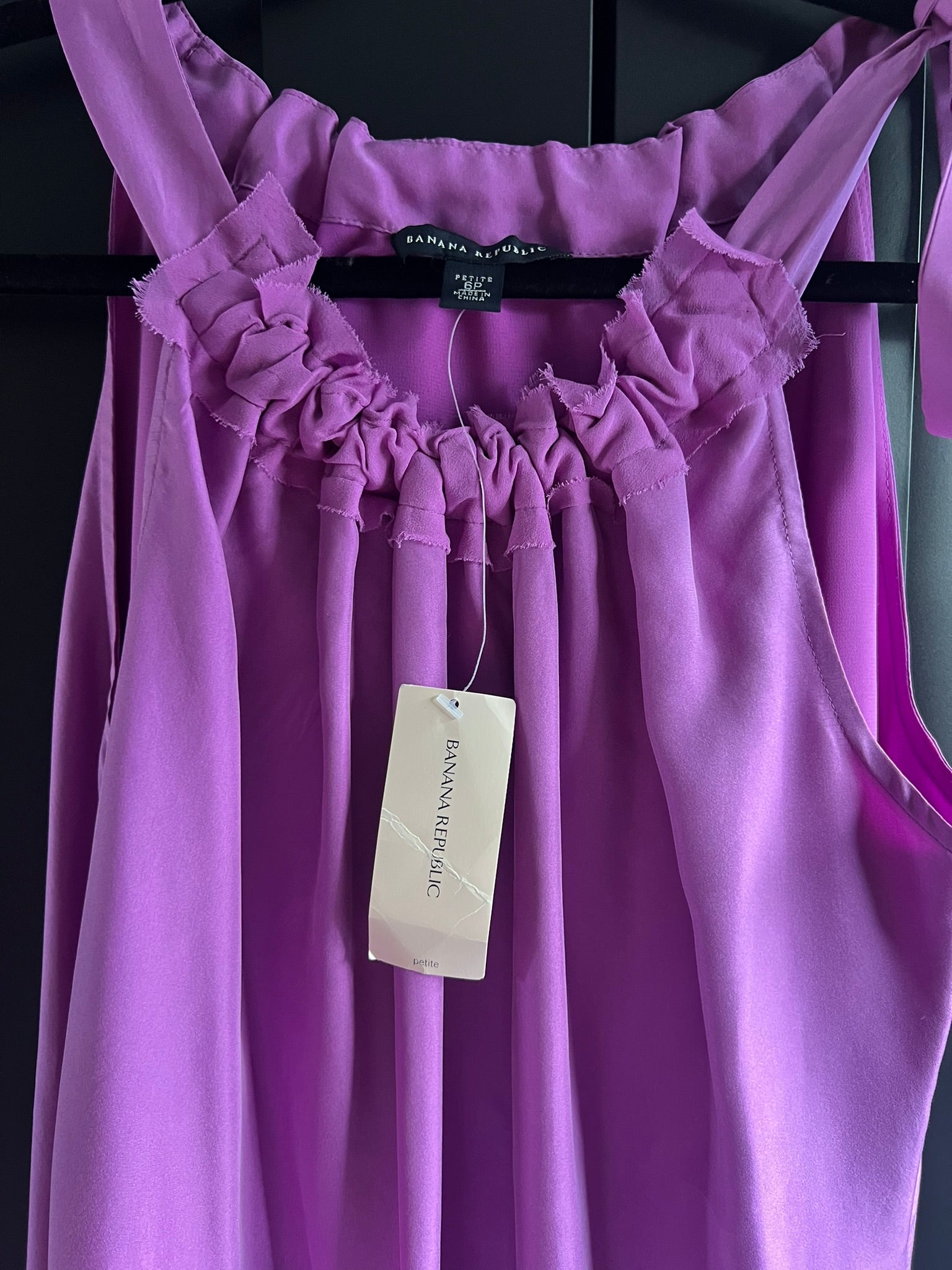 Purple silk ruffle dress