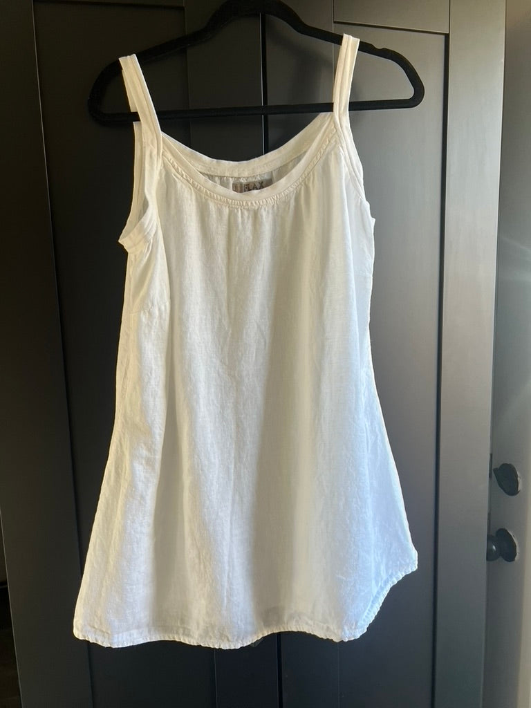 Flax white linen mini dress