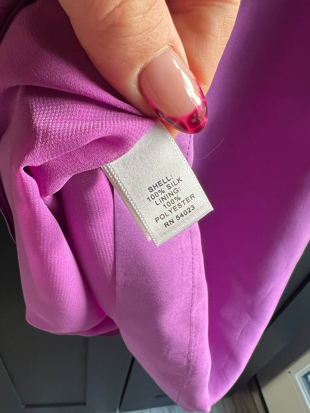 Purple silk ruffle dress