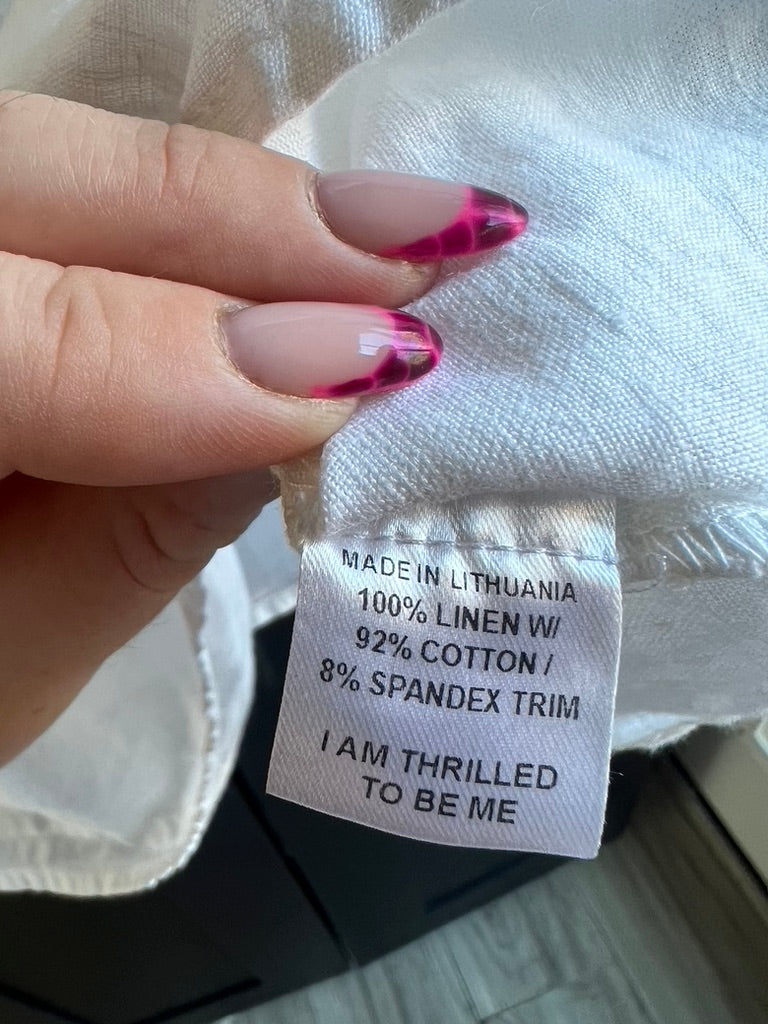 Flax white linen mini dress