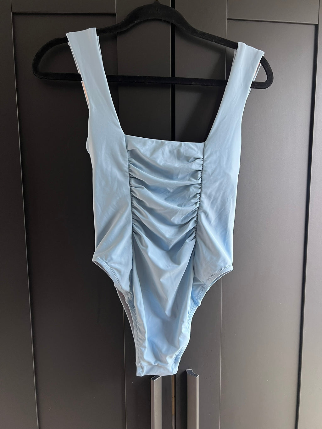 Blue one piece swimsuit