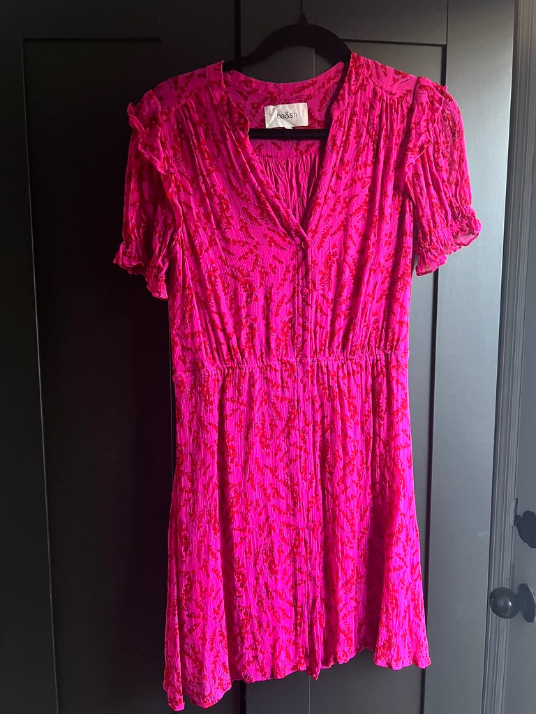 ba&sh pink floral mini dress