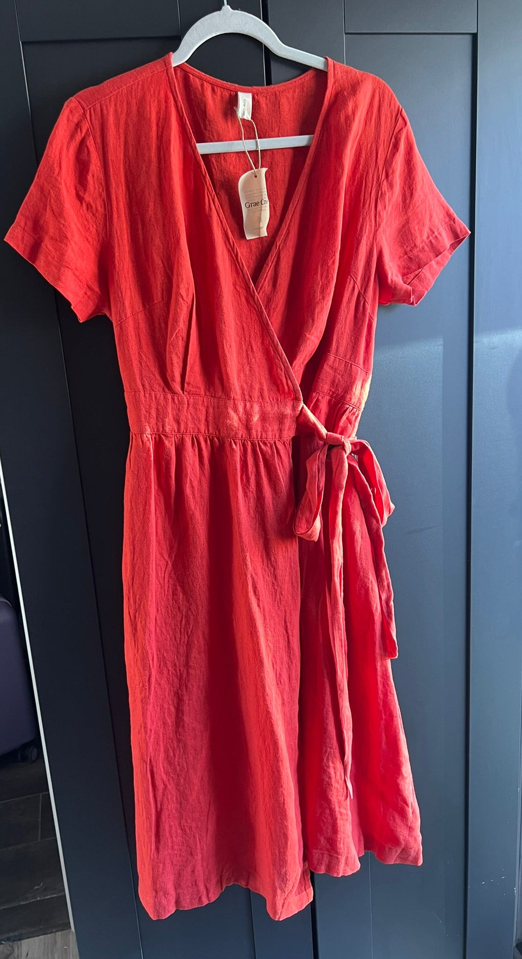 100% linen wrap dress