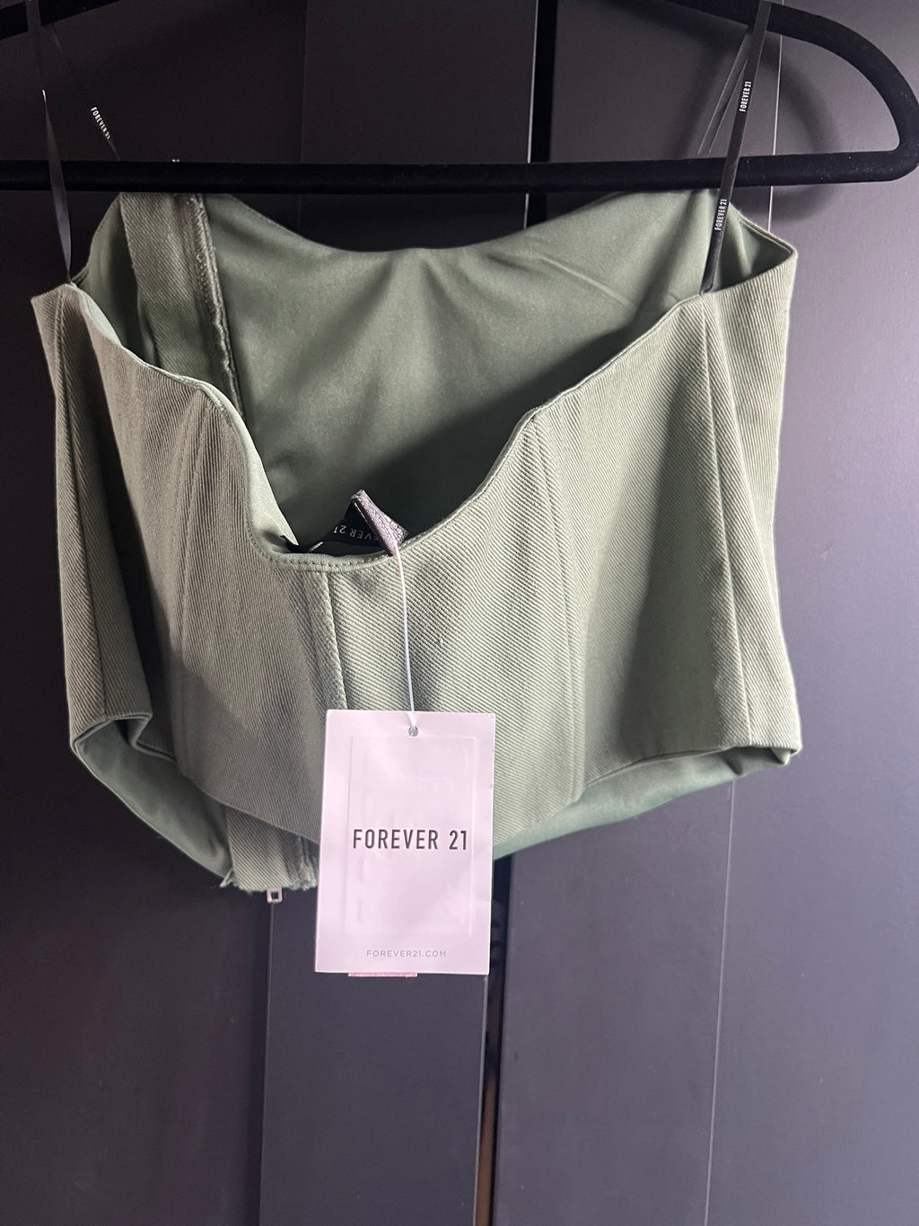 Green corset zip top