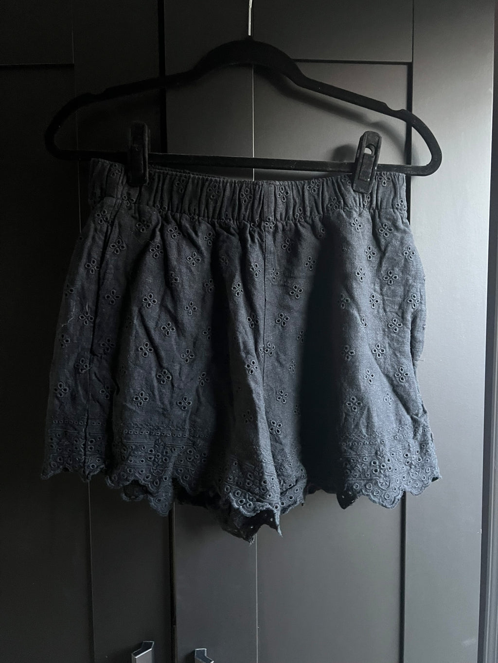 Black eyelet shorts